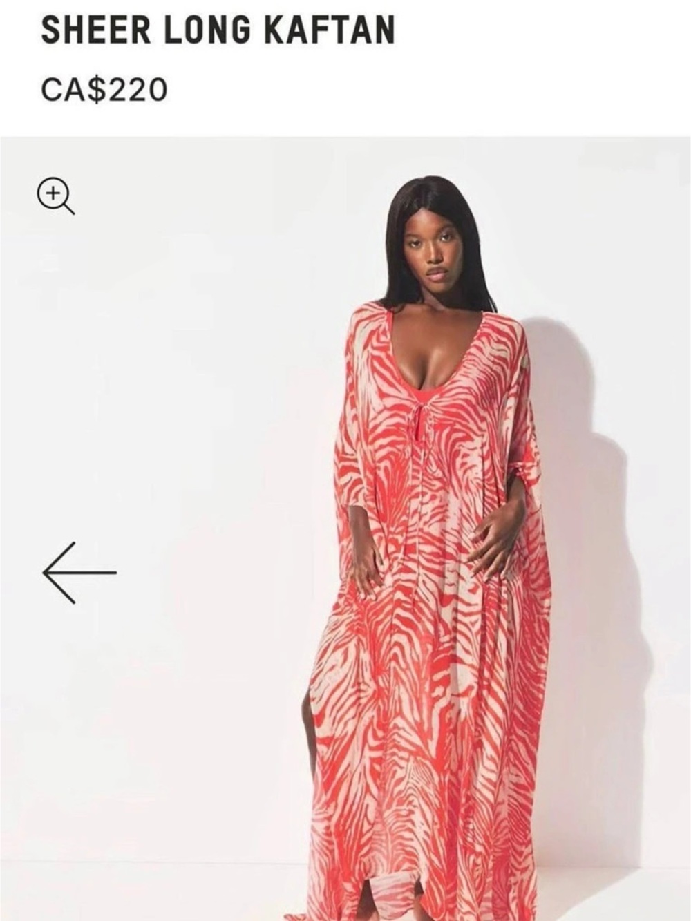 SKIMS Sheer Long Kaftan Pink & White Coverup